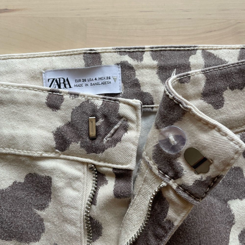 Zara Skinny Flare Cow Print Pants - Picture 3 of 7